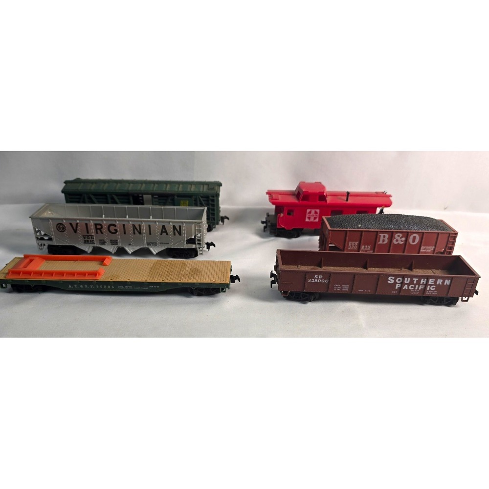 HO Trains 1:87 Mixed Lot 6 Freight Cars Santa Fe Virginian B&O SP Caboose Hopper